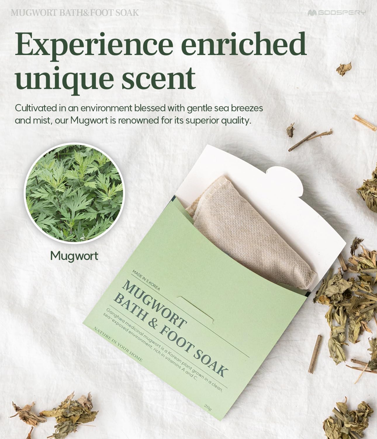 Usage demonstration of mugwort sachet in a foot soak basin