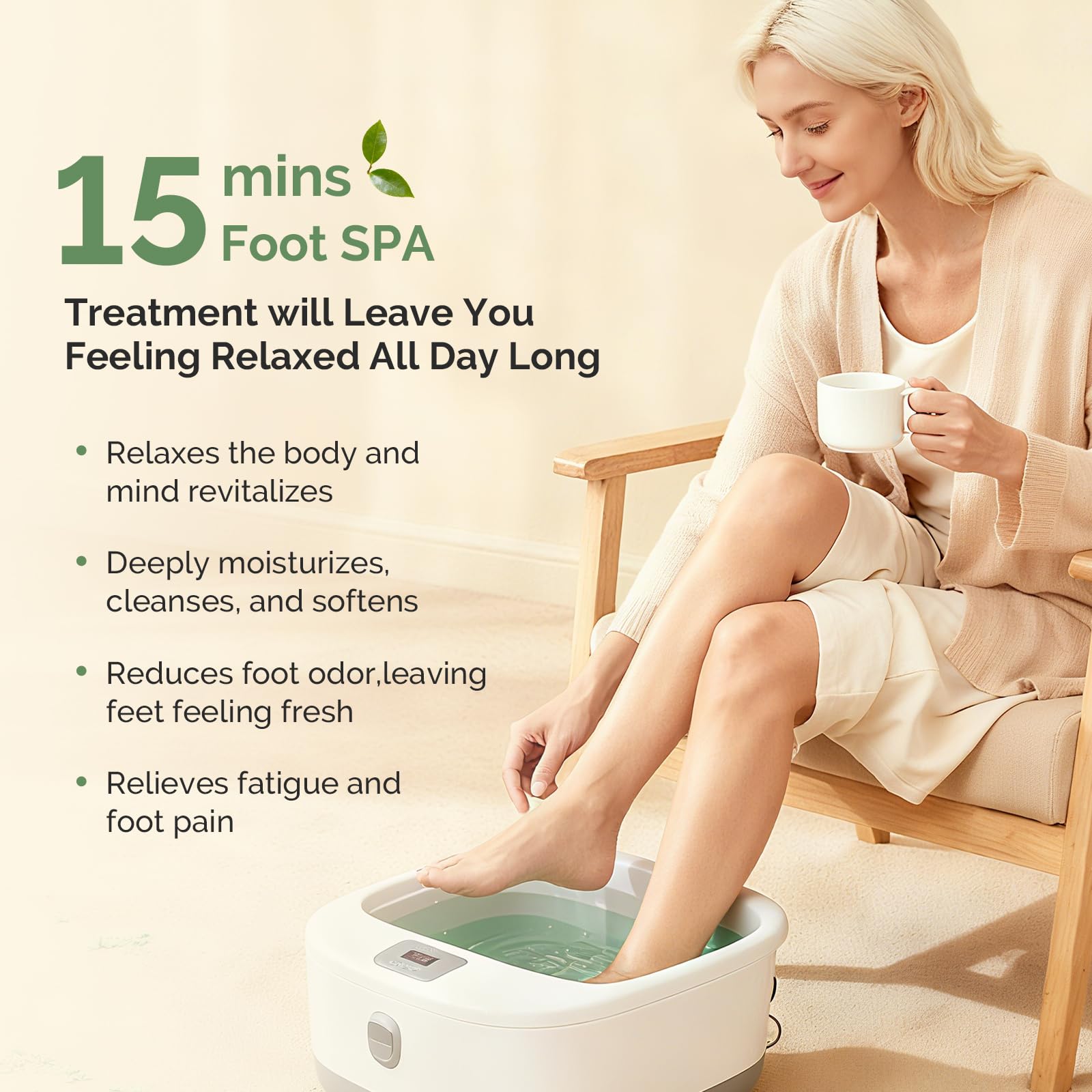 Tea tree oil foot soak packaging showing ingredients and instructions