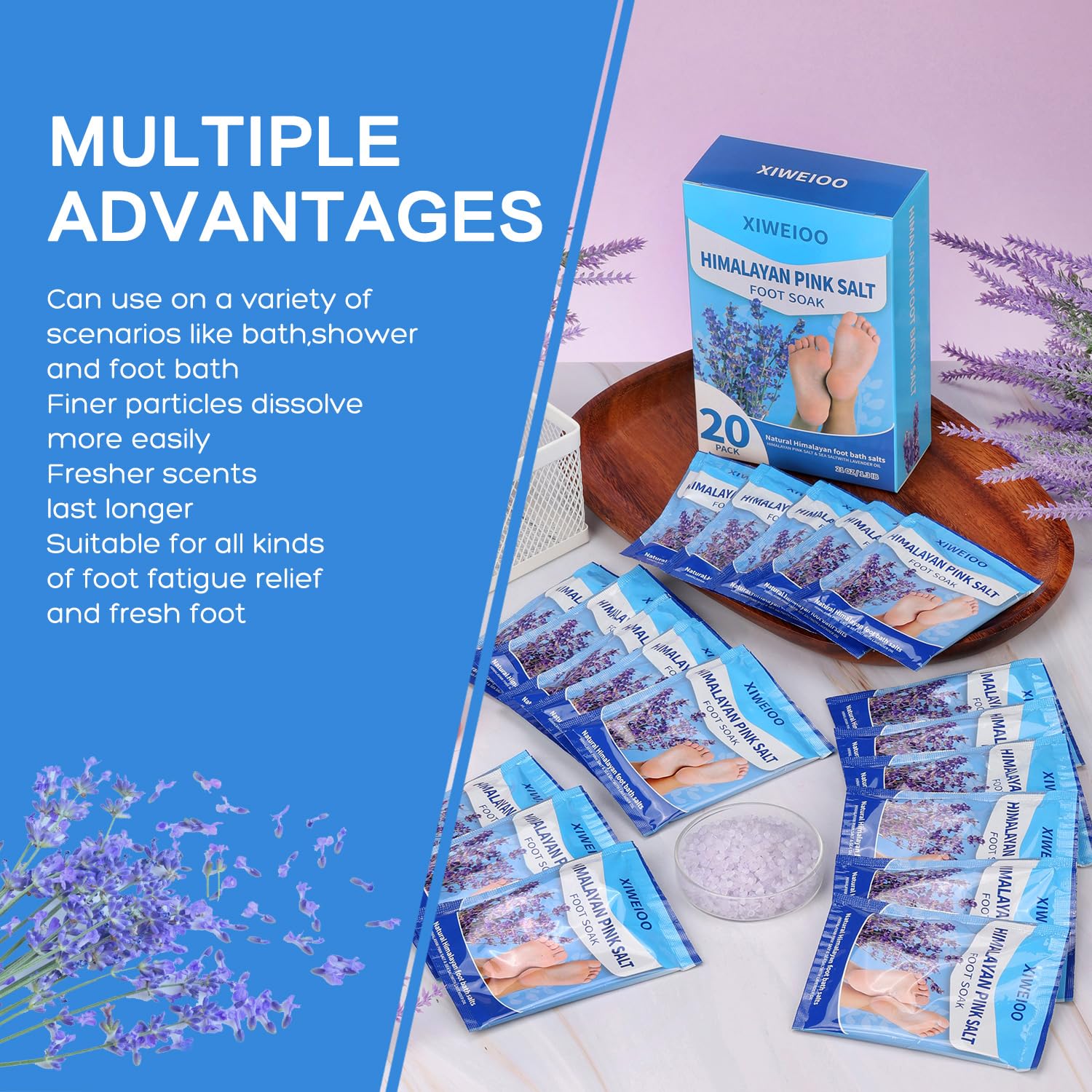 Using Xiweioo salt soak for pedicure callus removal preparation