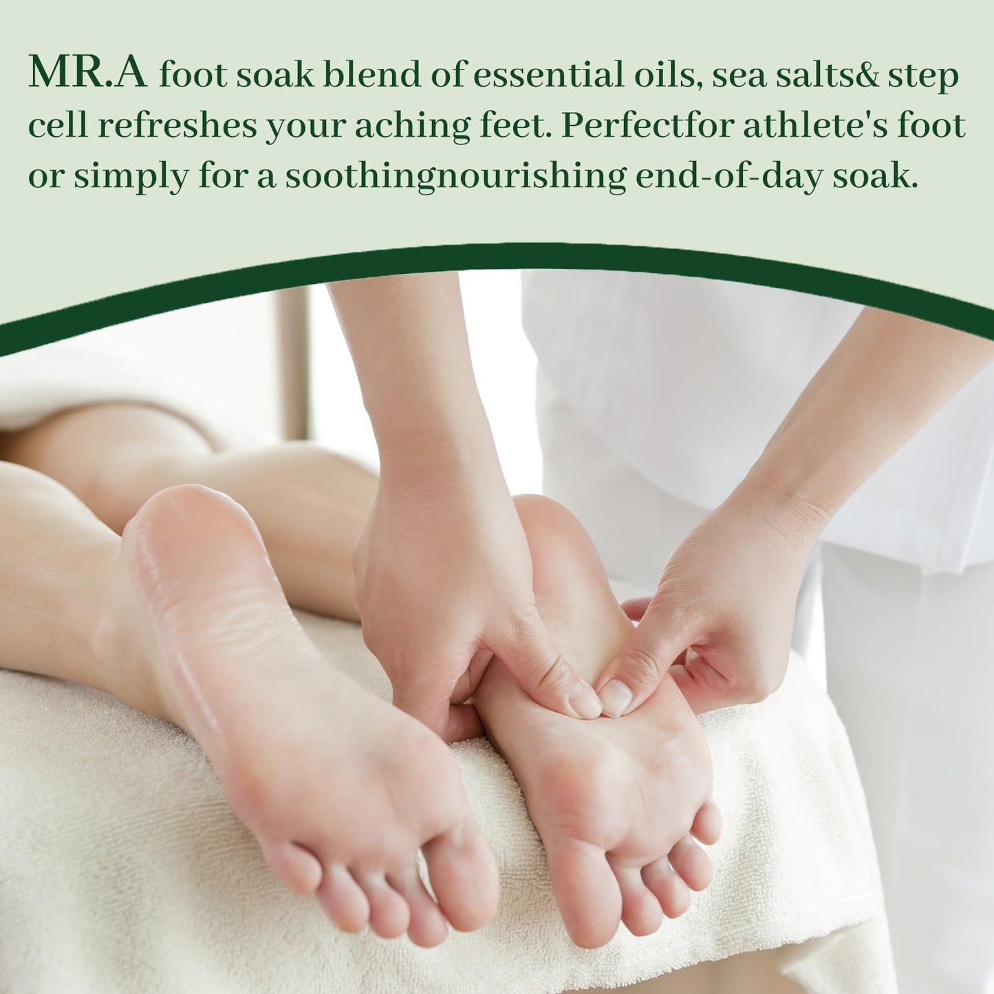 Mr. A foot soak packaging showing ingredients and 10 pack count