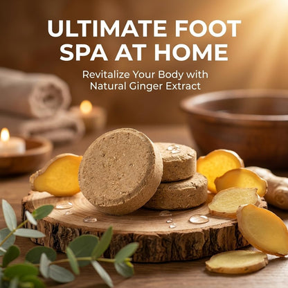 Fomiyes ginger herbal foot soak tablets dissolving in water