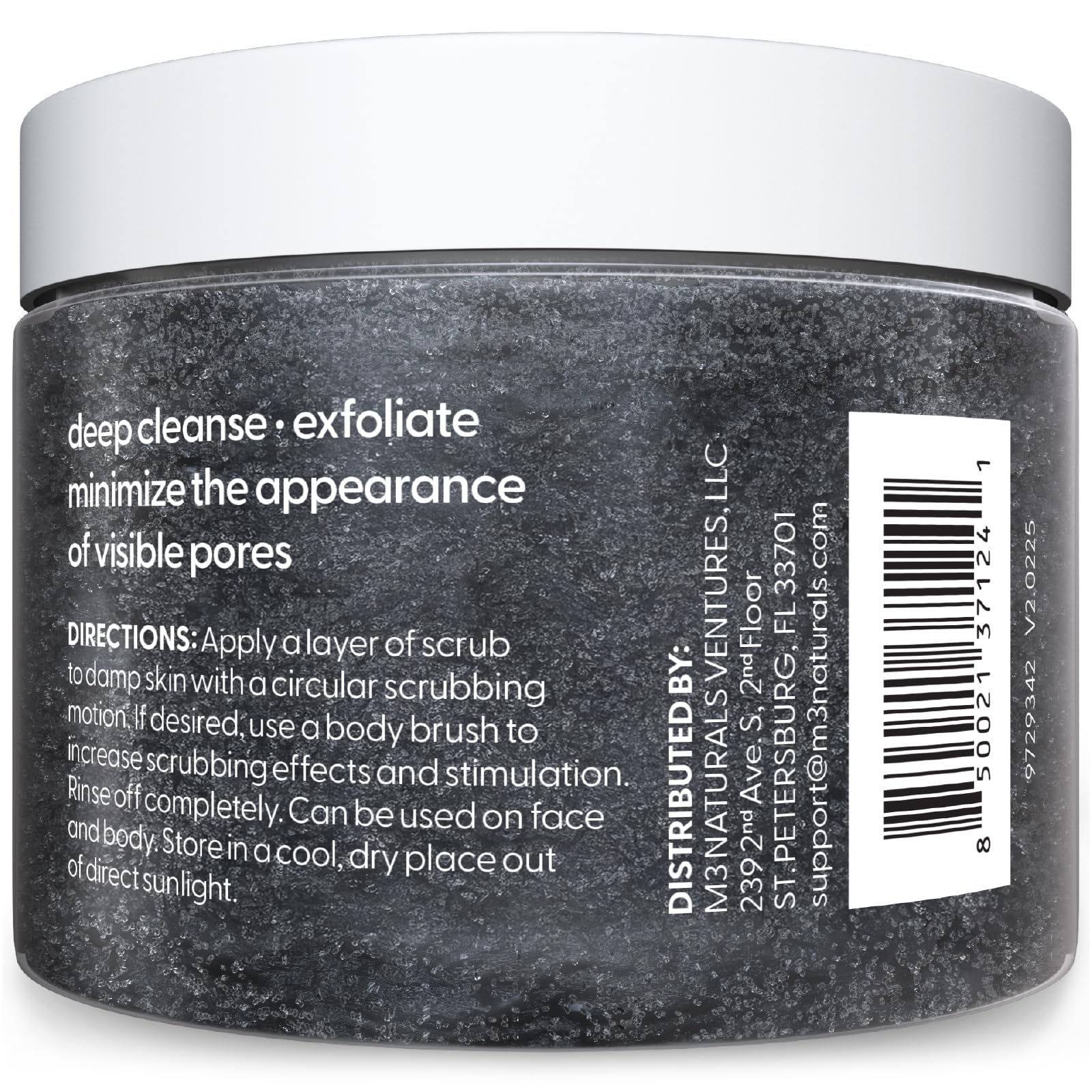M3 Naturals activated charcoal pore minimizer scrub packaging details