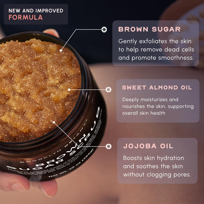 Authentic USA imported Brooklyn Botany brown sugar scrub packaging for acne and fine line control.