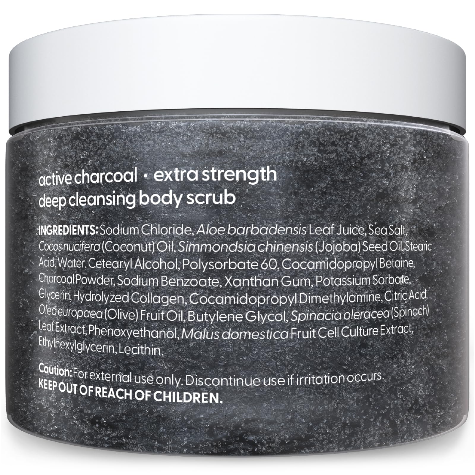 Premium charcoal salt scrub with collagen for cellulite reduction