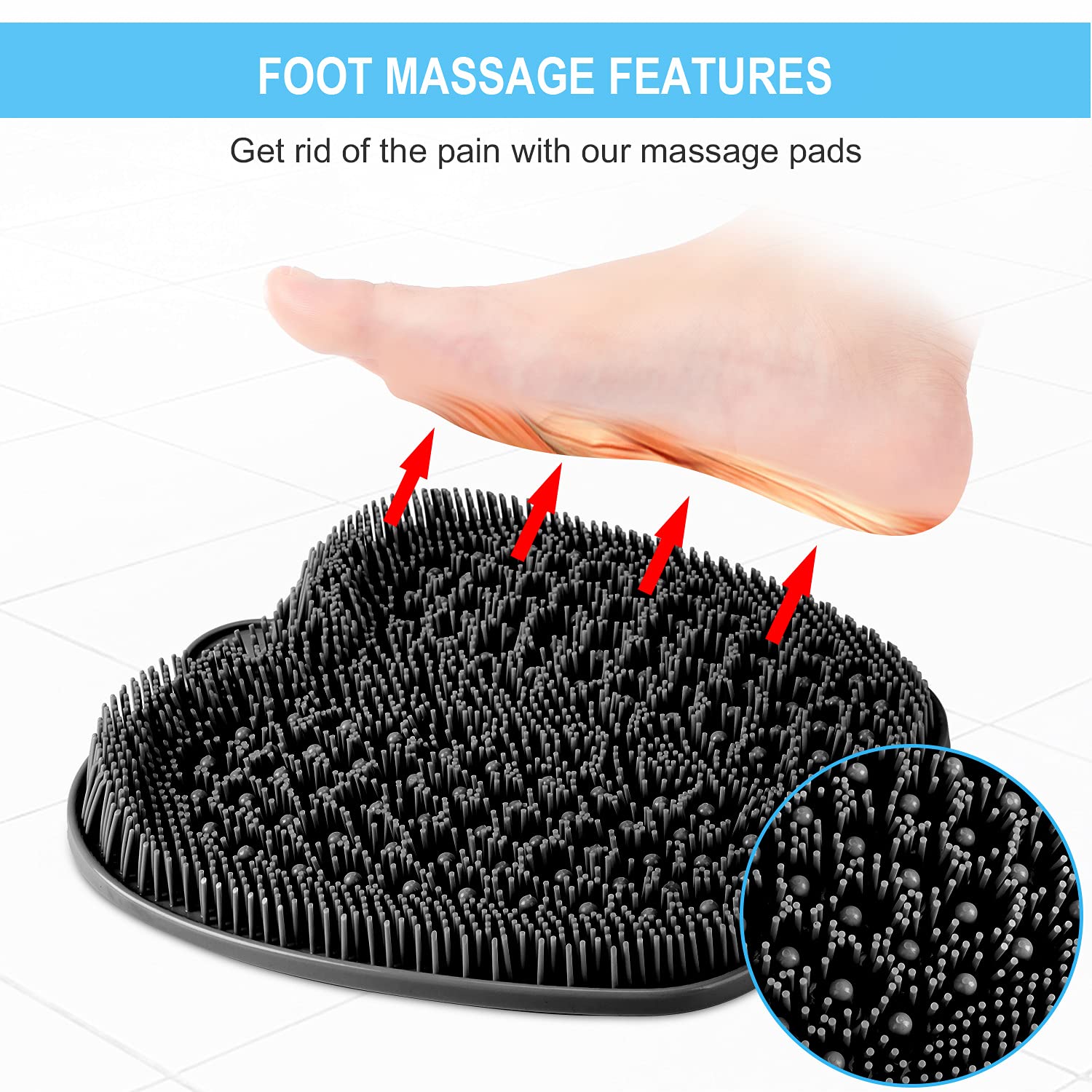 Beskar square foot massager mat top view