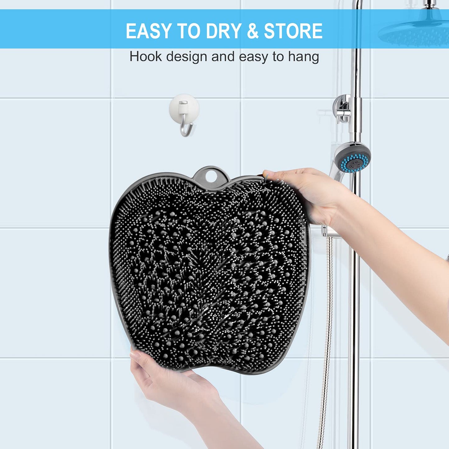 Beskar shower foot cleaning mat showing ergonomic design