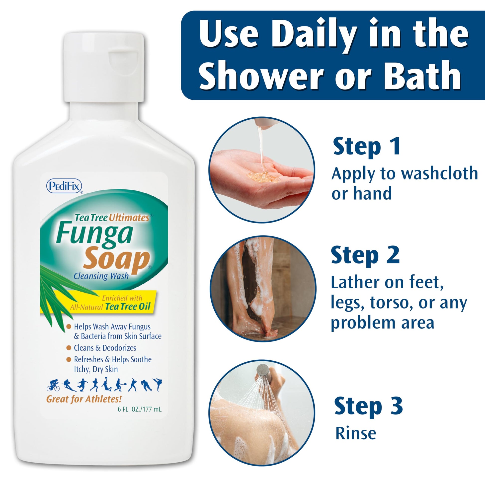 Pedifix FungaSoap antifungal body wash ingredients label
