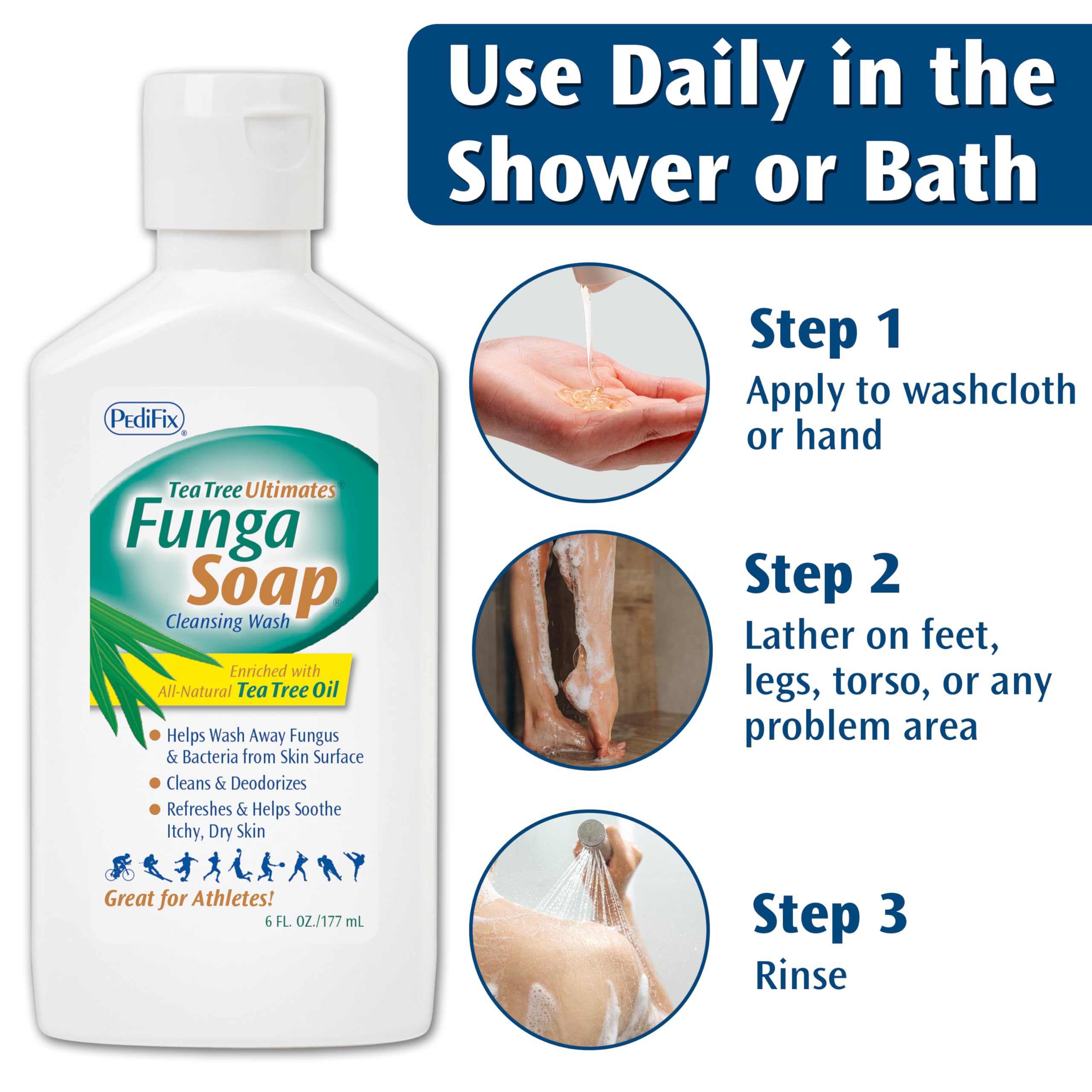 Pedifix FungaSoap antifungal body wash ingredients label