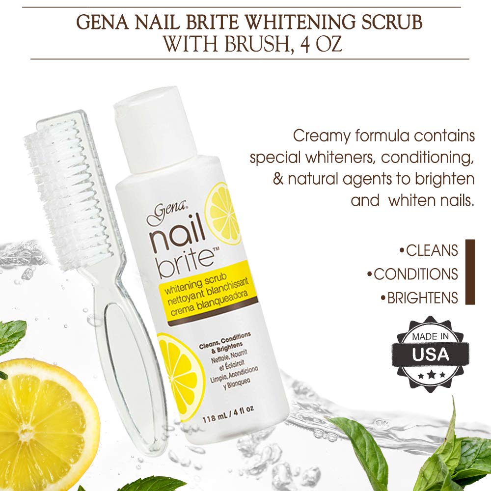 Gena nail whitening treatment cream being applied to stained fingernails