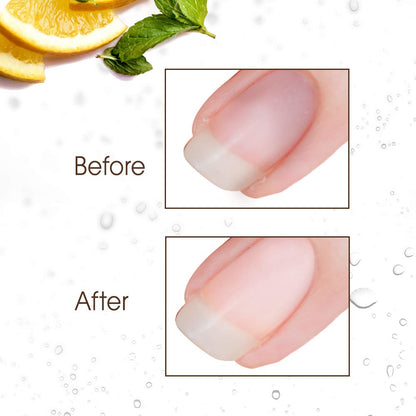 Using the included damp brush to scrub underneath discolored nails