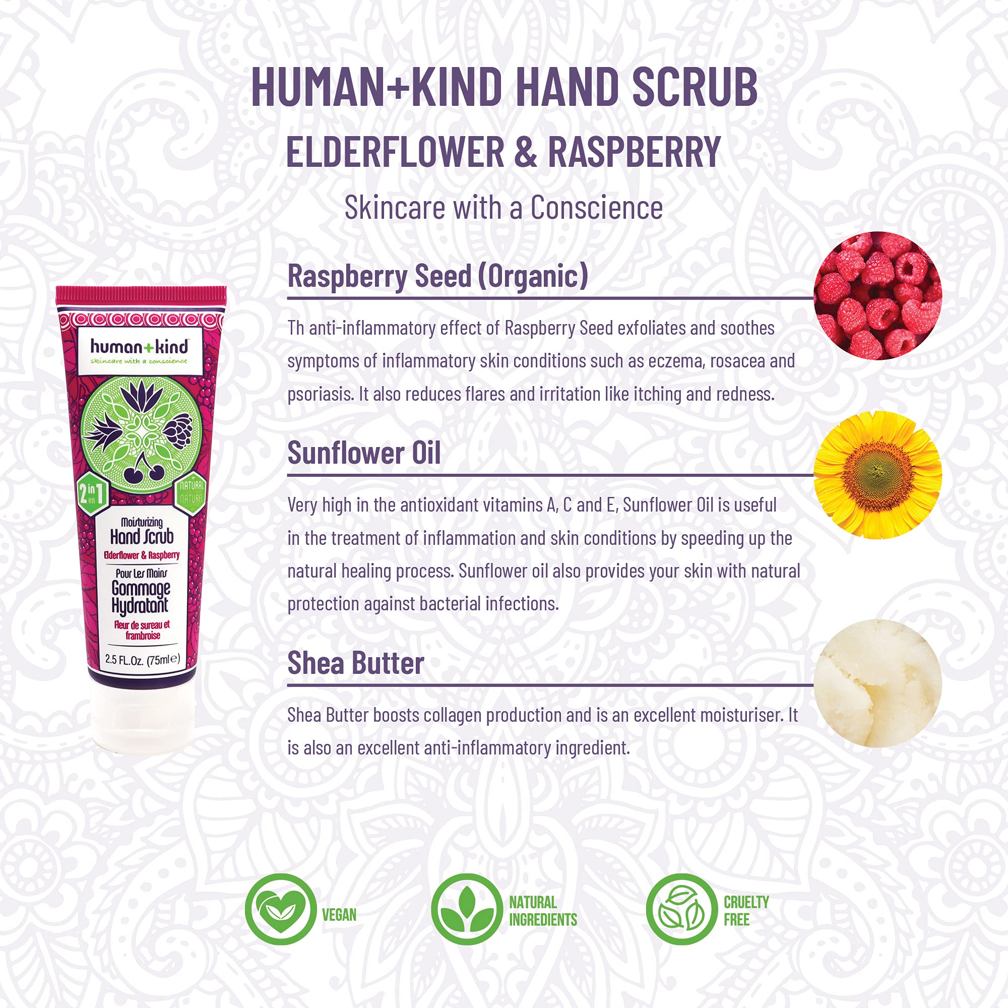 Human+Kind moisturizing hand scrub being applied to hands
