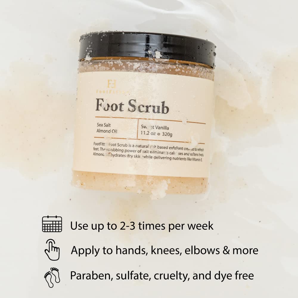 FootFitter foot scrub packaging showing vanilla scent detail