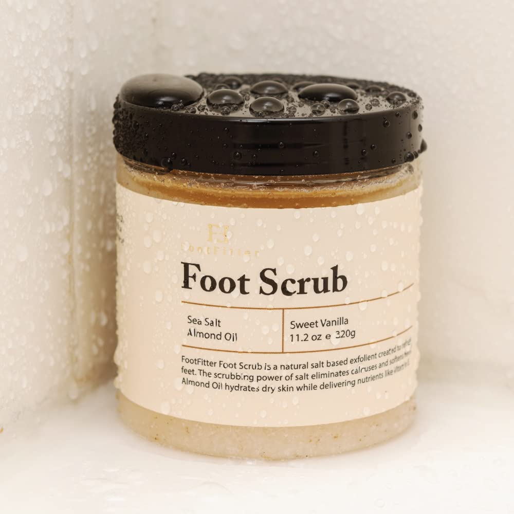 Application of FootFitter natural foot scrub on skin