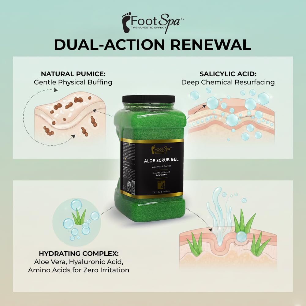 FootSpa bulk gallon 128 Ounce aloe vera exfoliator packaging details