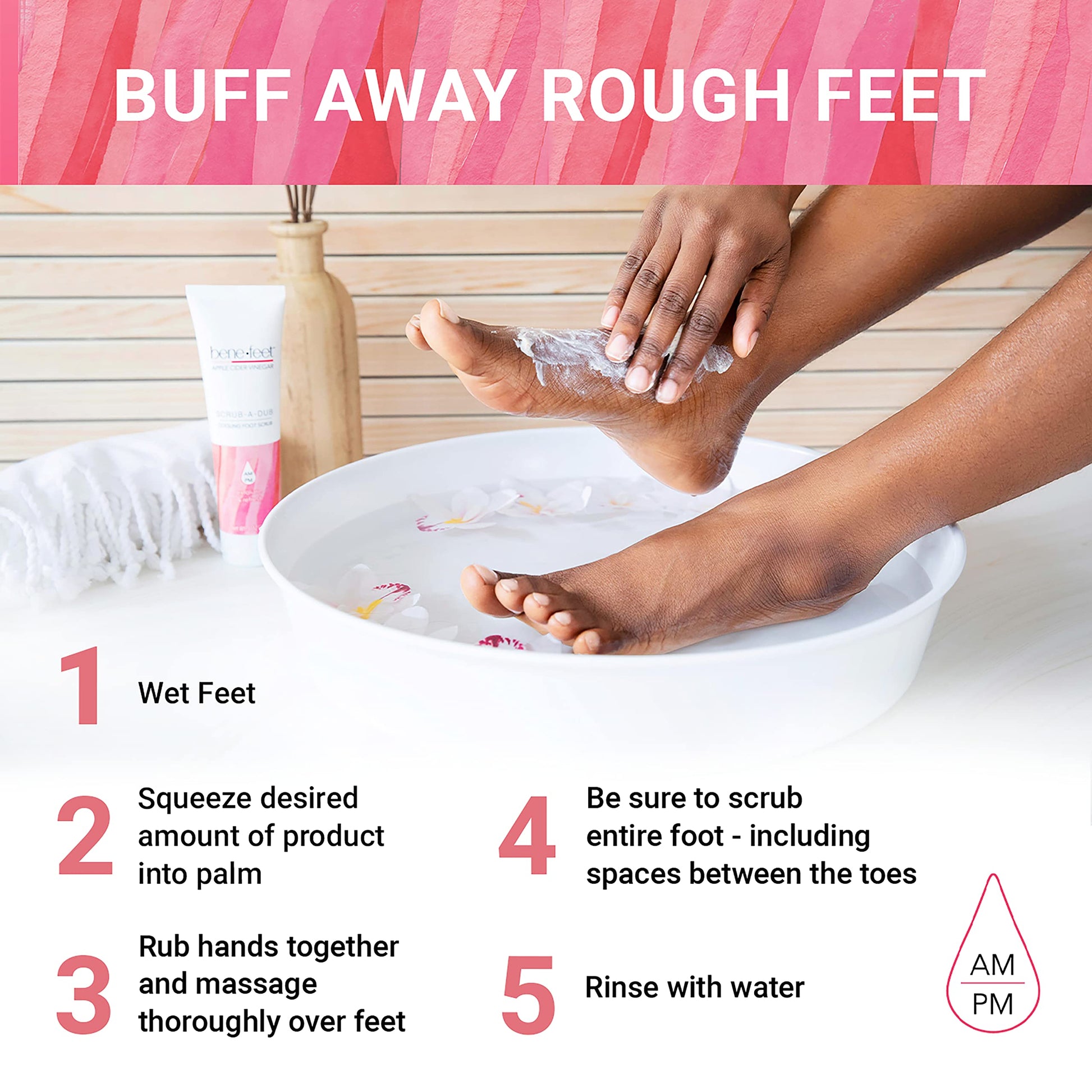 Back of Benefeet foot scrub tube with ingredient details