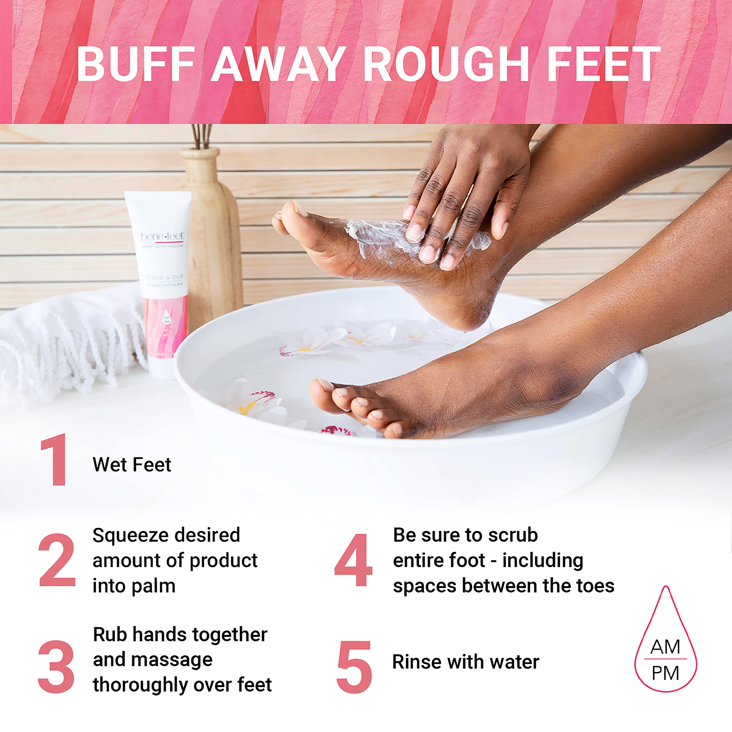 Back of Benefeet foot scrub tube with ingredient details