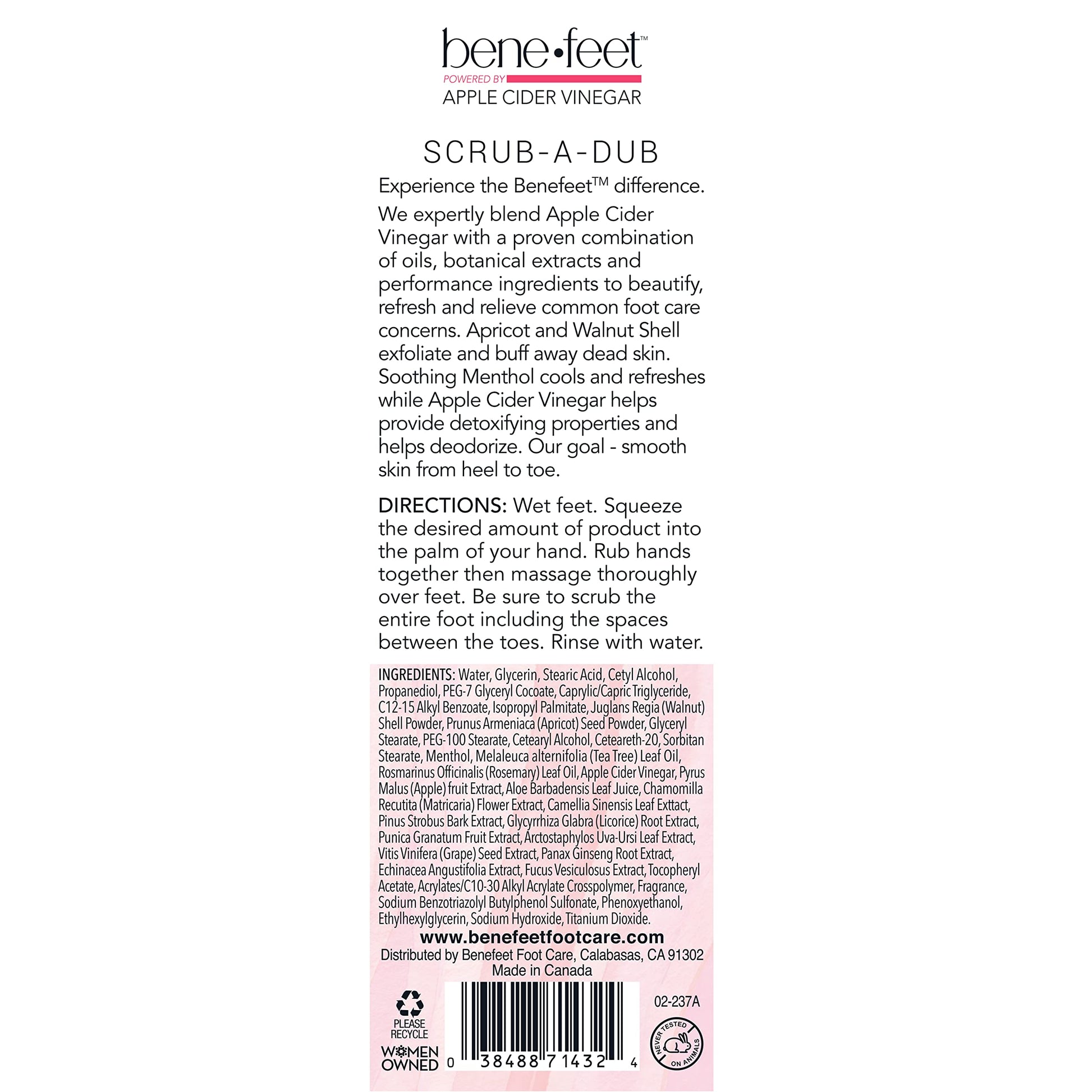 Benefeet foot scrub packaging in bathroom setting