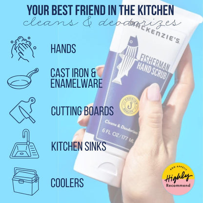 Hand washing with Mackenzie's Fisherman Hand Scrub