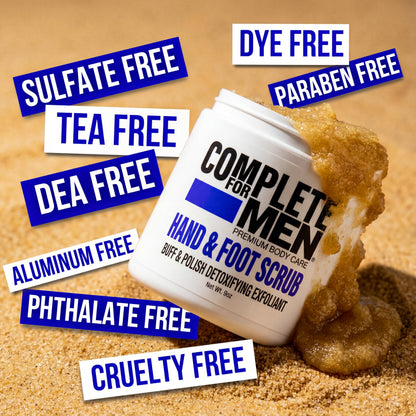 Complete For Men scrub demonstrating dry skin removal