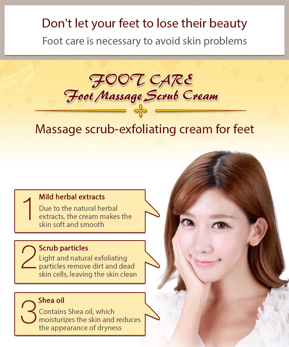 Back label view of BIOAQUA herbal foot massage cream highlighting shea butter ingredients.