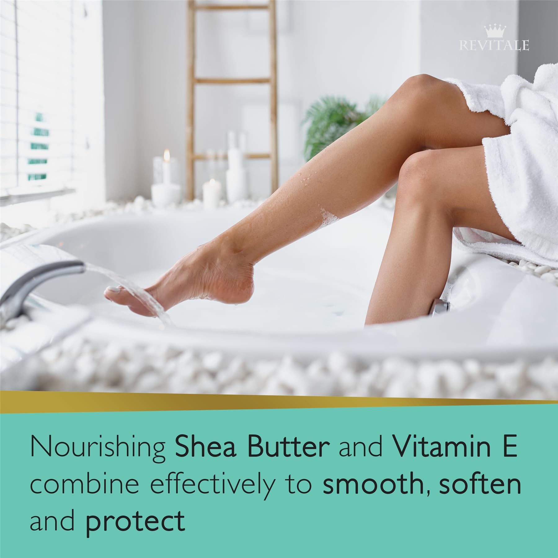 Back label of REVITALE peppermint foot scrub bar detailing ingredients and salicylic acid content