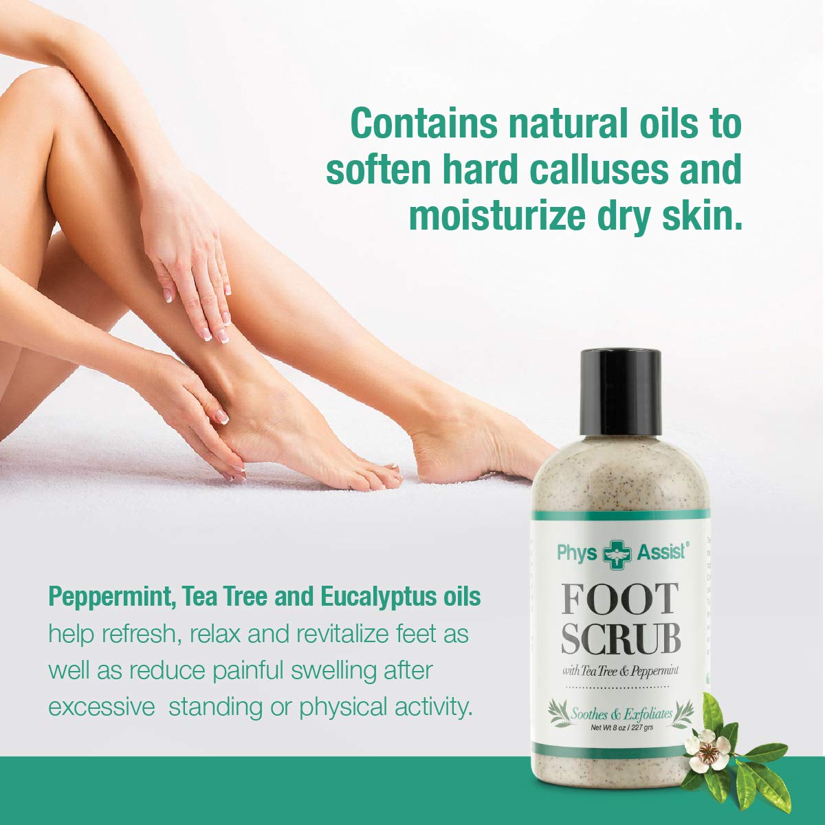 Tea tree and peppermint exfoliating foot cream texture close up