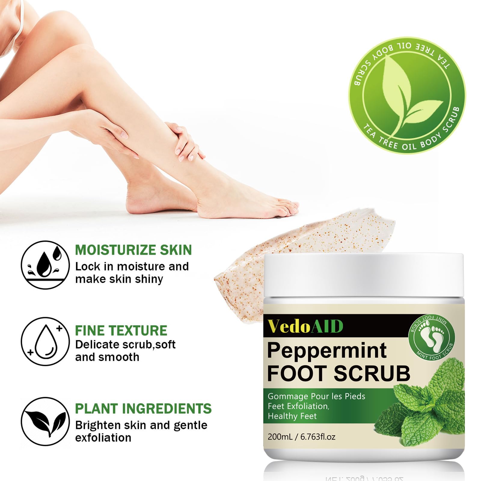 Okay Peppermint Foot Scrub label details and ingredients