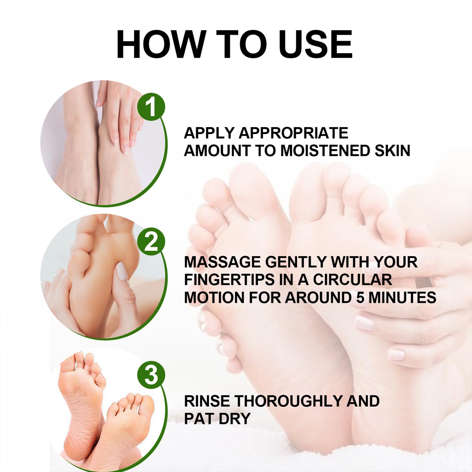 Okay Peppermint Foot Scrub being applied to dry heels