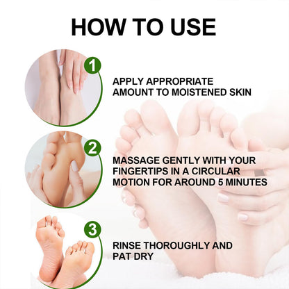 Okay Peppermint Foot Scrub being applied to dry heels