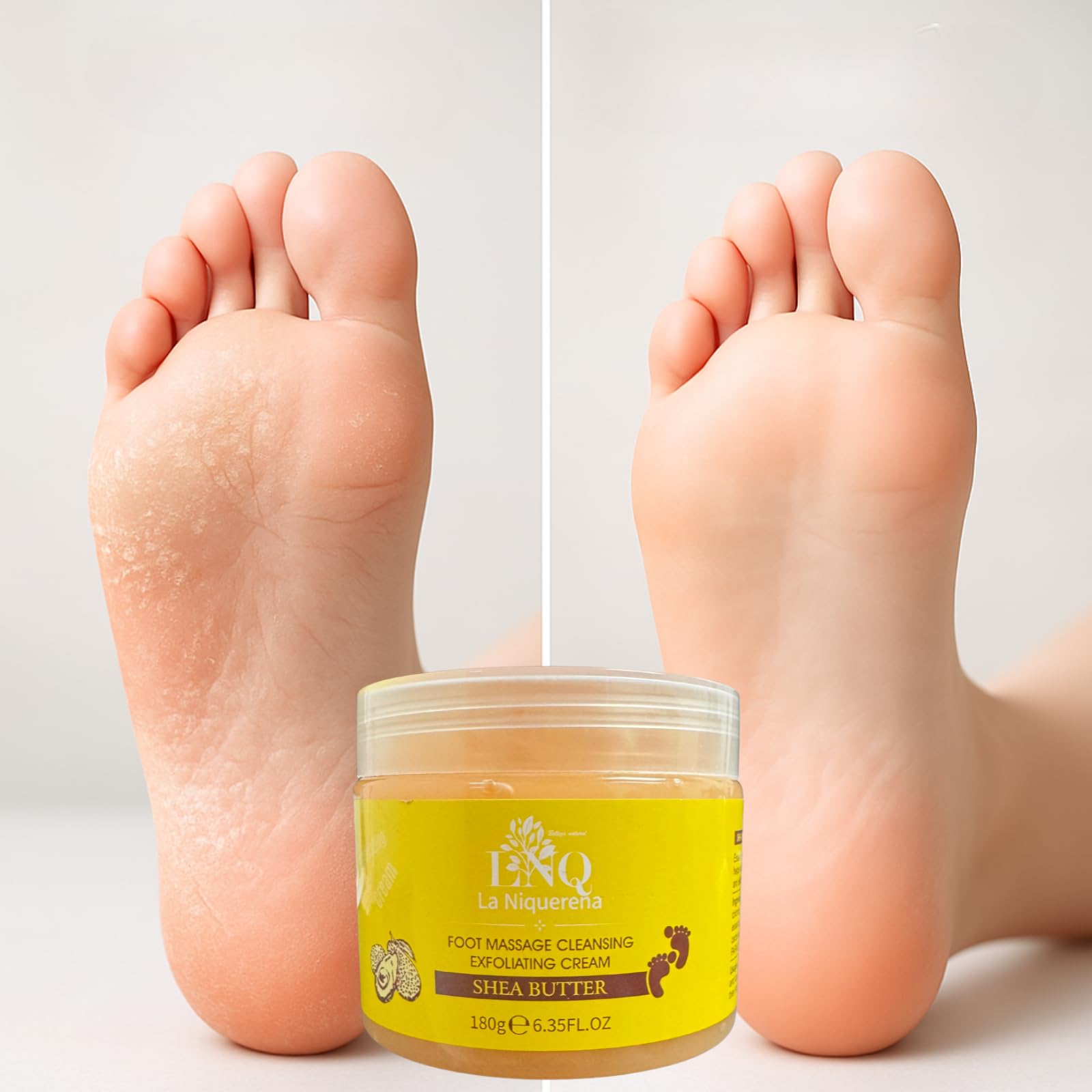 La NiquereÃ±a foot care gel jar with shea butter ingredients