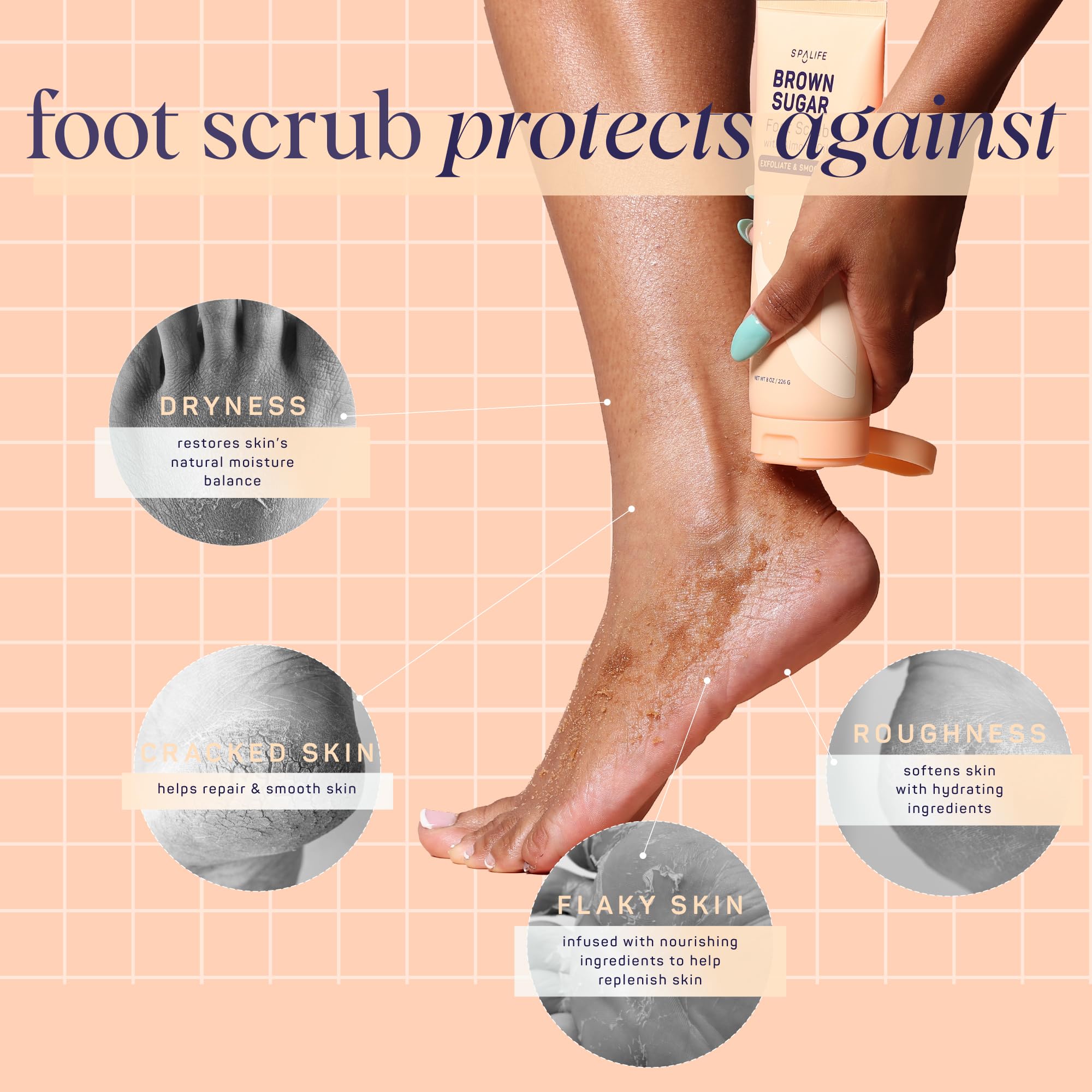 SpaLife Brown Sugar Foot Scrub back label ingredients
