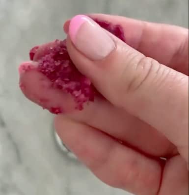Bella and Bear cherry exfoliating sugar scrub texture close up