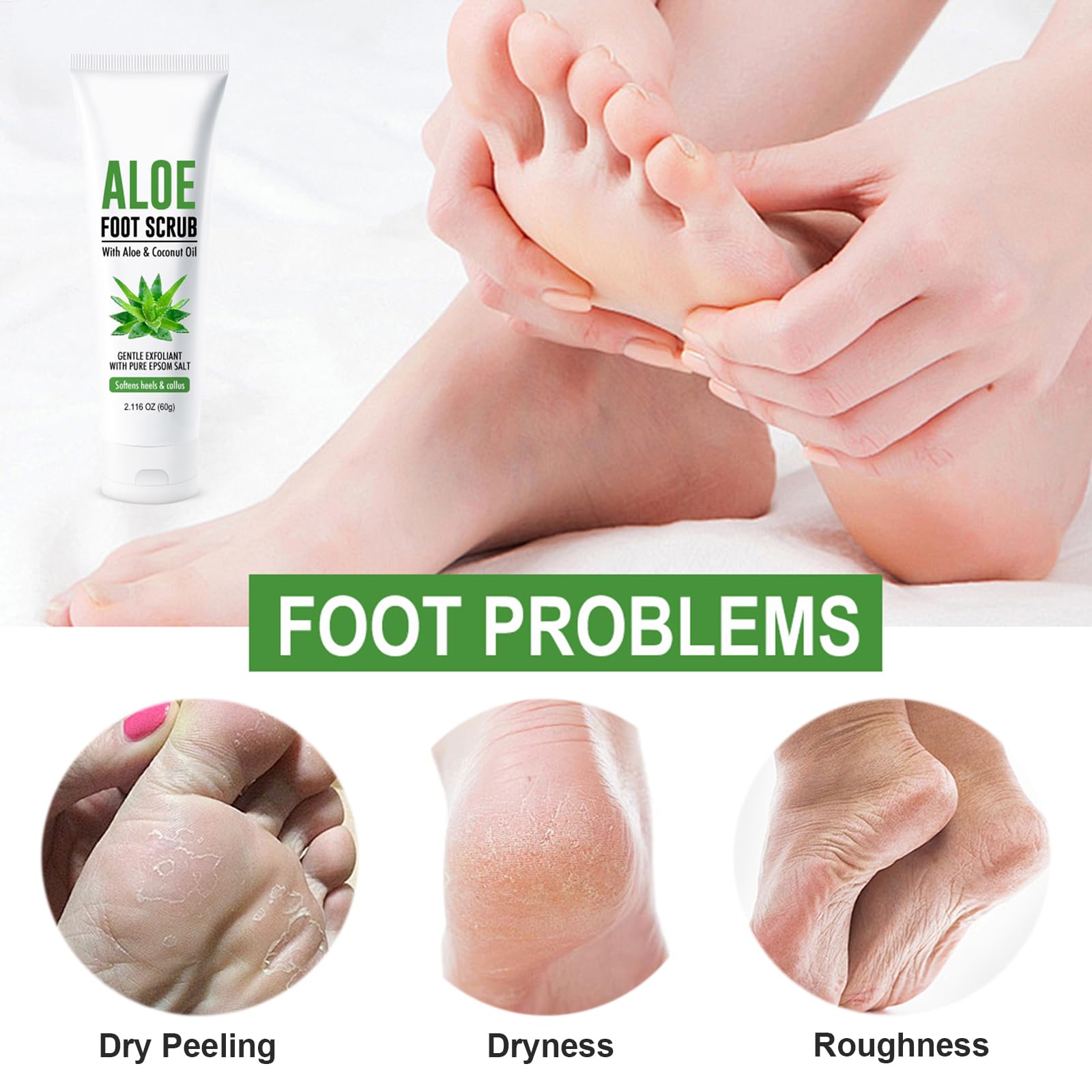 Didily foot scrub packaging showing vitamin E and coconut oil