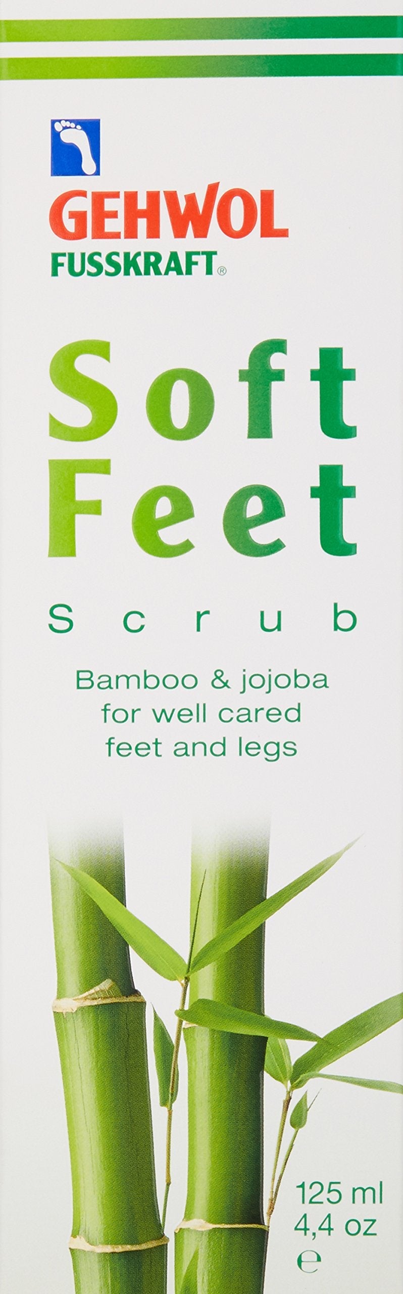 Gehwol Soft Feet Scrub texture close up showcasing the dual action bamboo granulate and sugar crystal exfoliating formula.