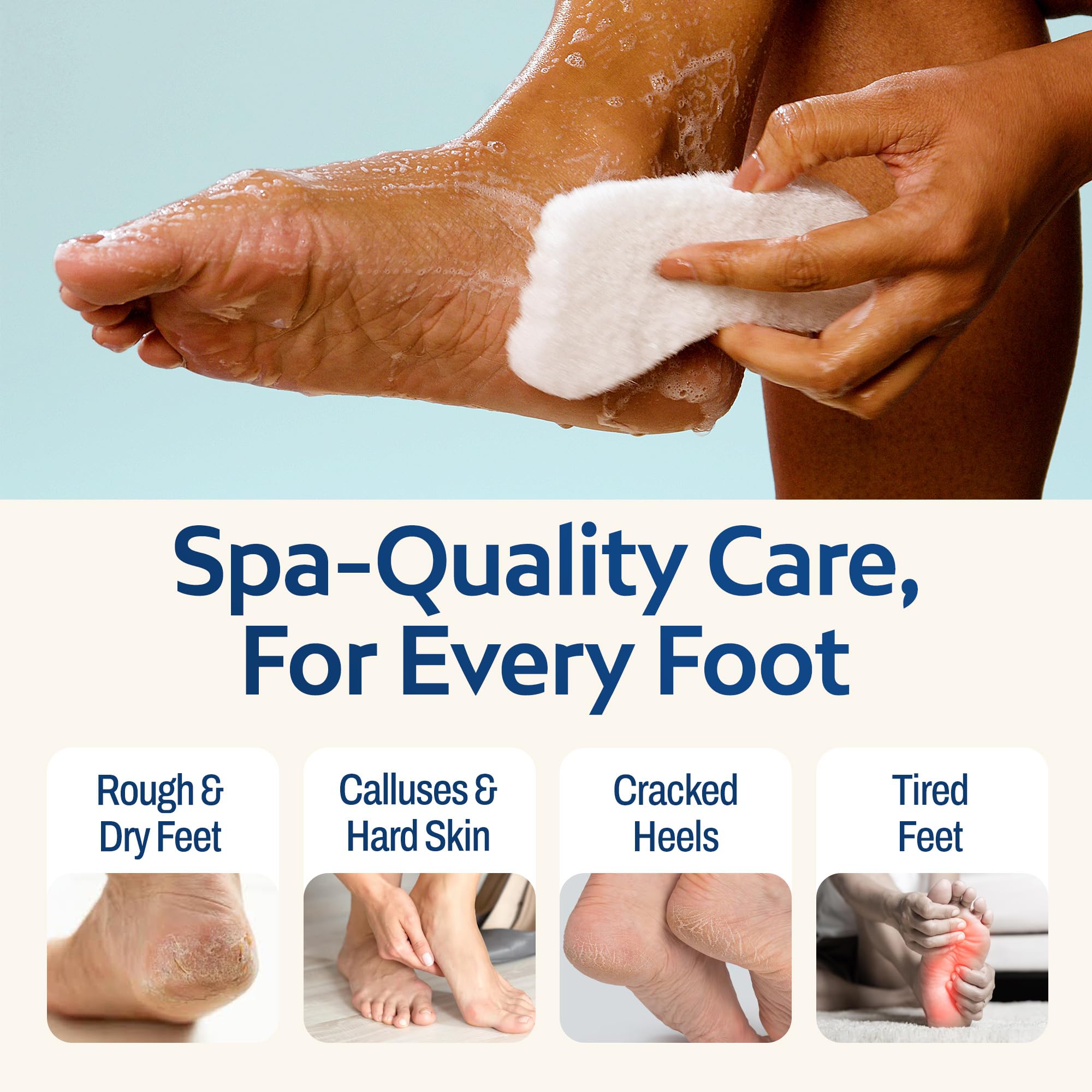 HartFelt pedicure sponge held in hand demonstrating the ergonomic grip