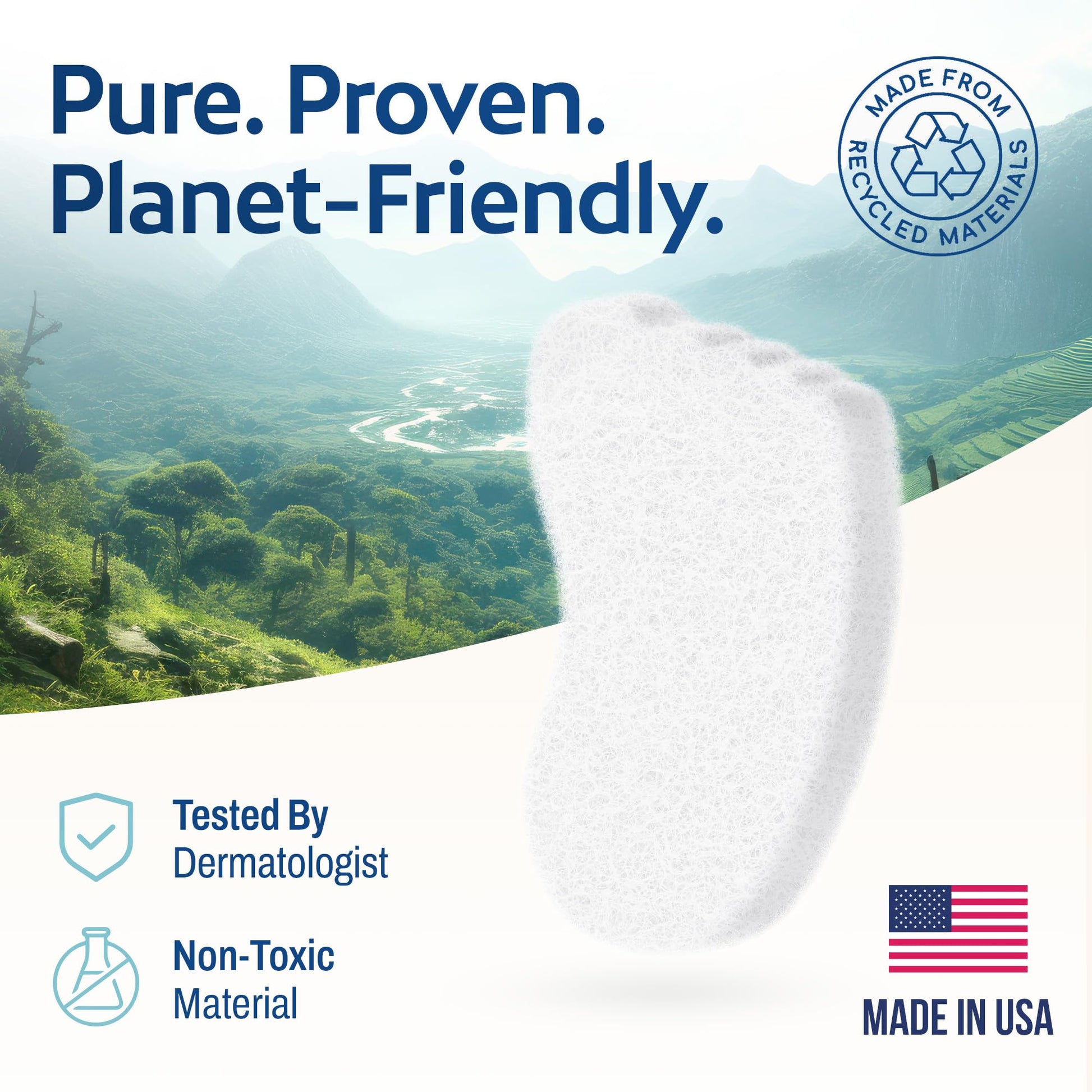 HartFelt cleansing sponge side view showing the thickness of the foam material