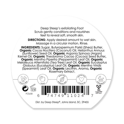 Deep Steep exfoliating foot care treatment jar angled view highlighting the candy mint variant.