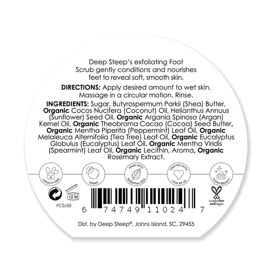 Deep Steep exfoliating foot care treatment jar angled view highlighting the candy mint variant.