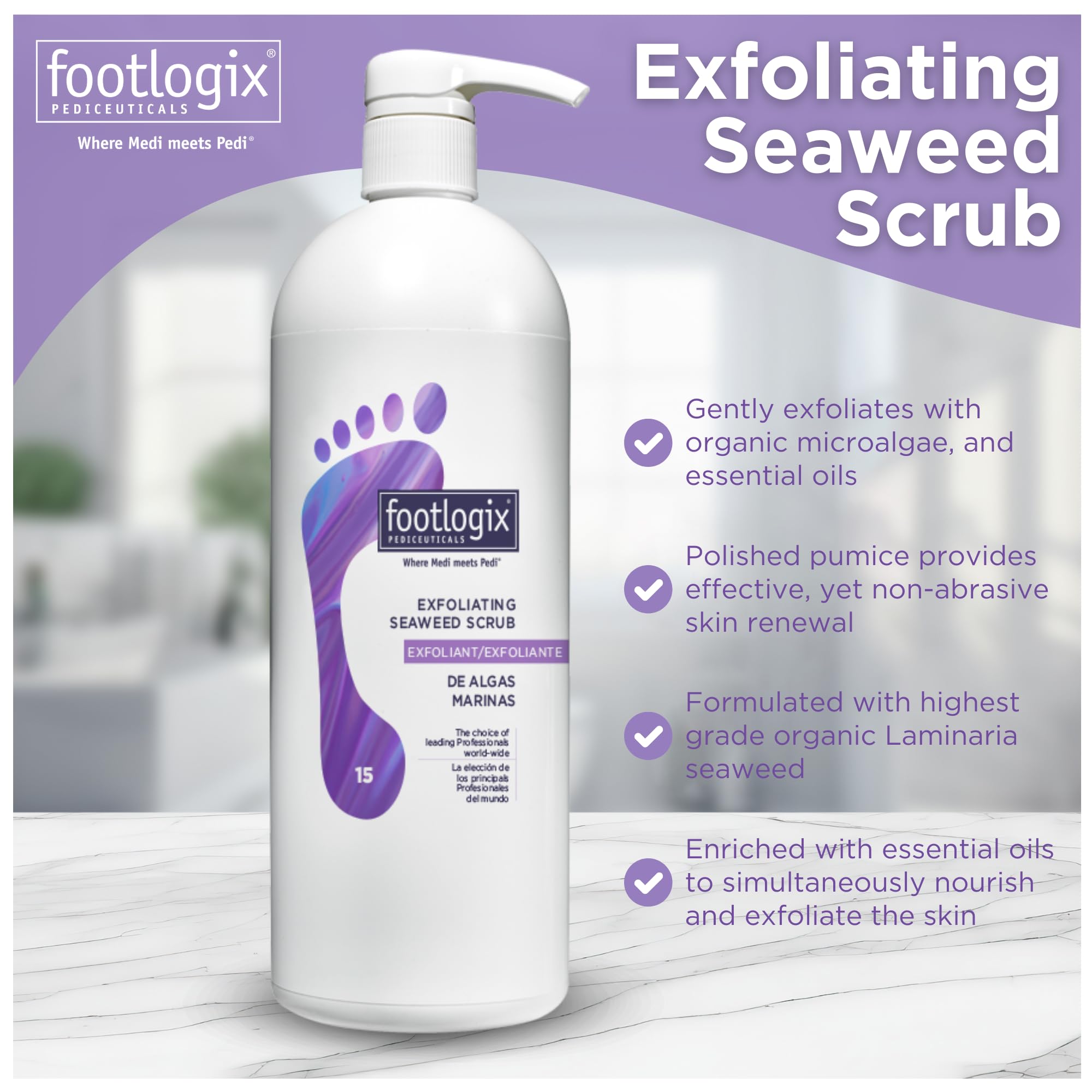 Professional grade foot scrub with pump dispenser