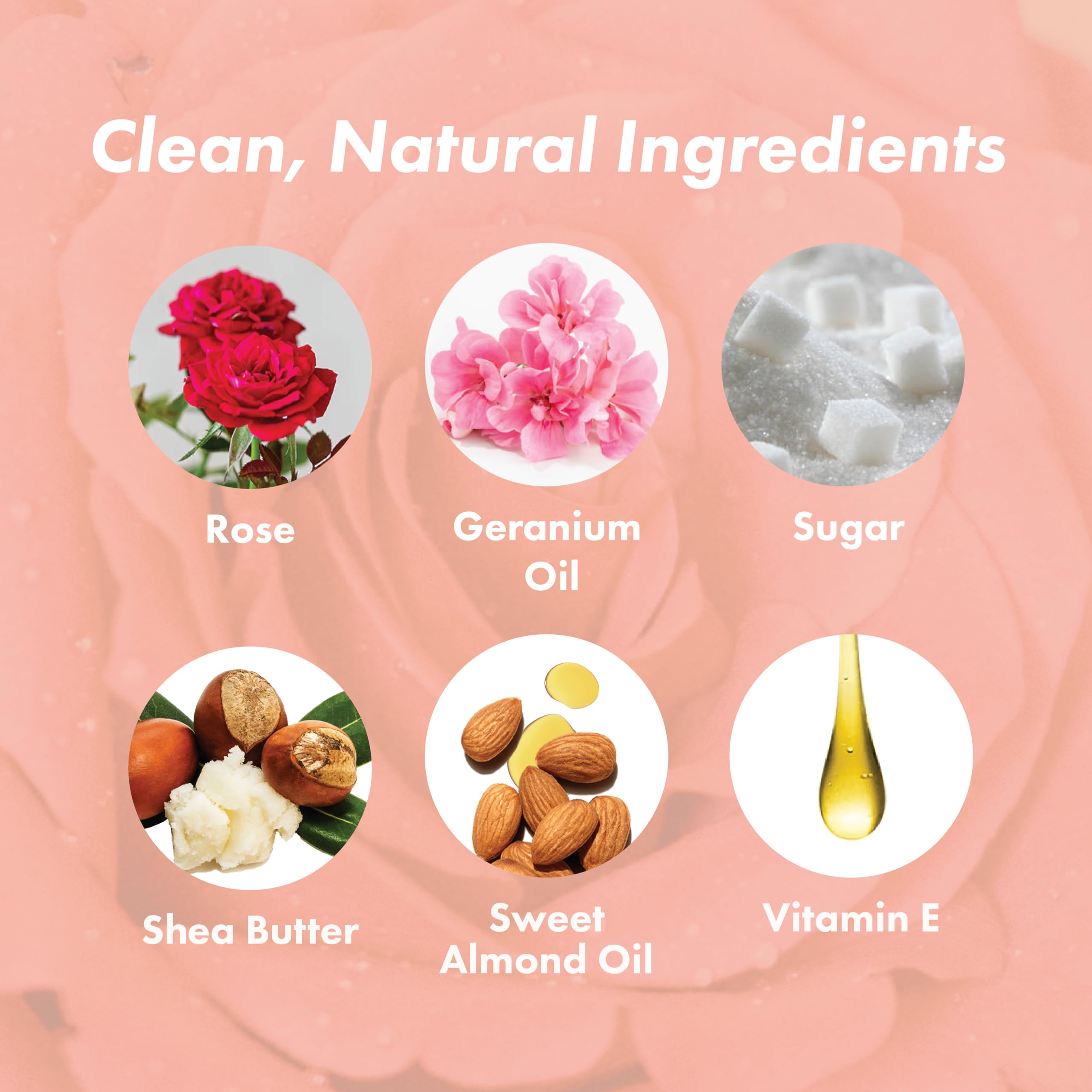 Handmade Heroes rose petal body scrub ingredients detail