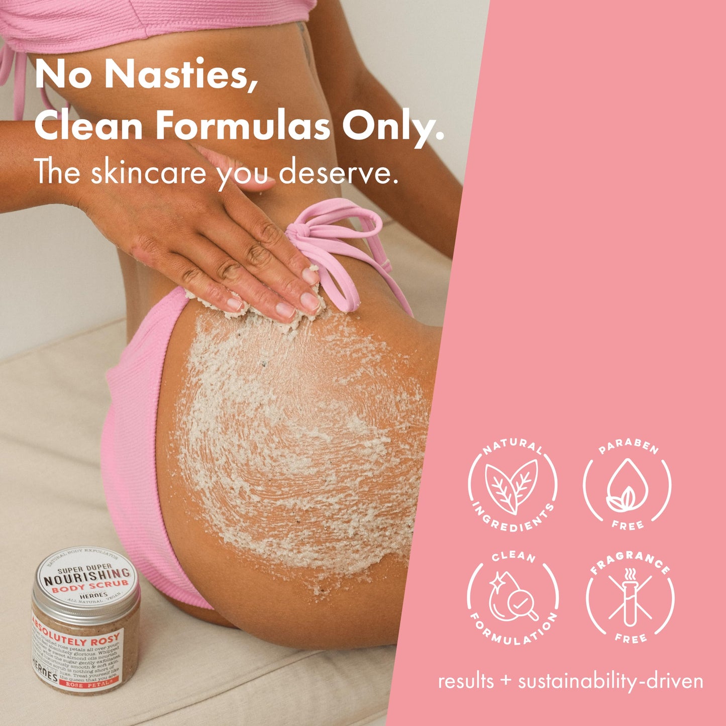 Handmade Heroes Rose Petal Scrub lifestyle product shot