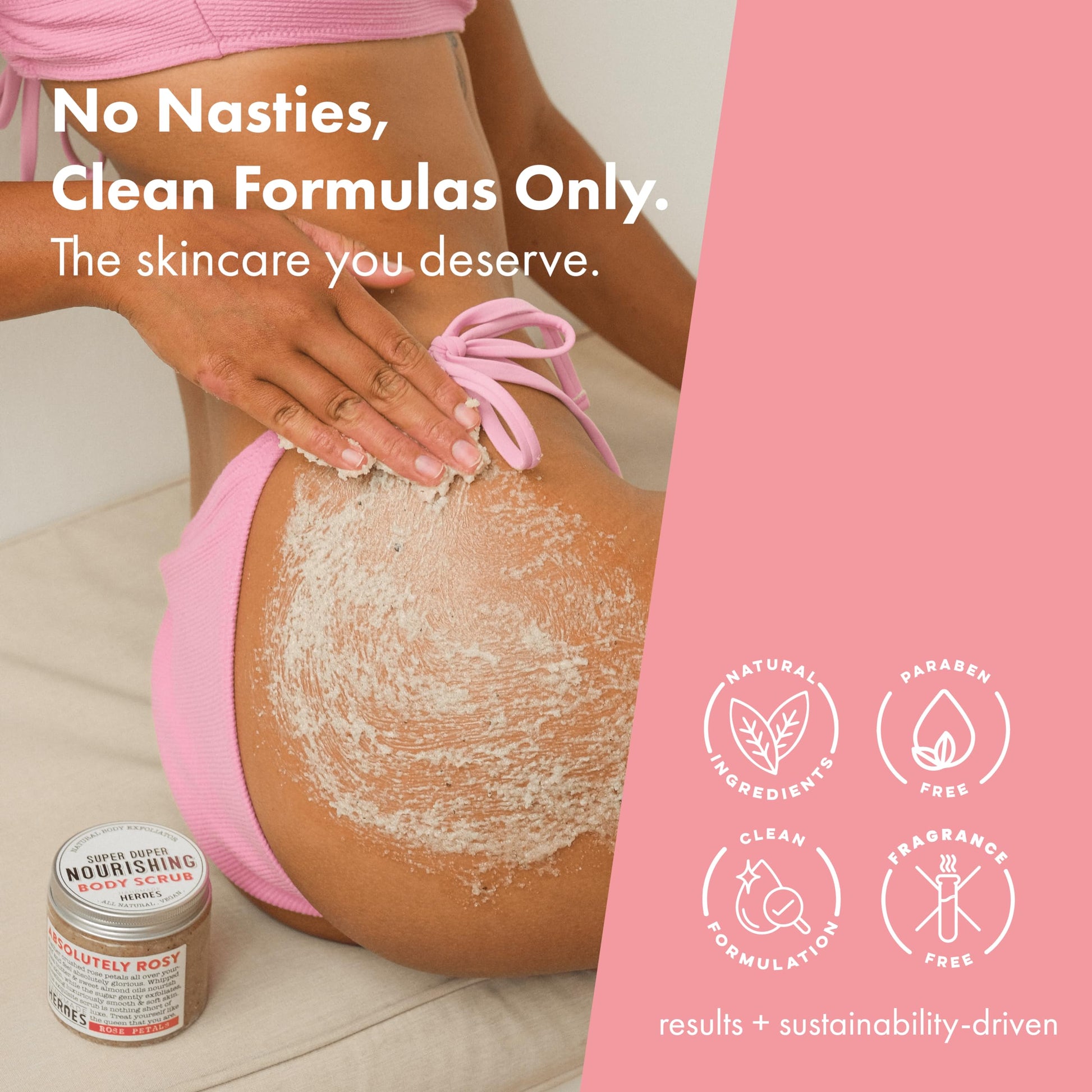 Handmade Heroes Rose Petal Scrub lifestyle product shot