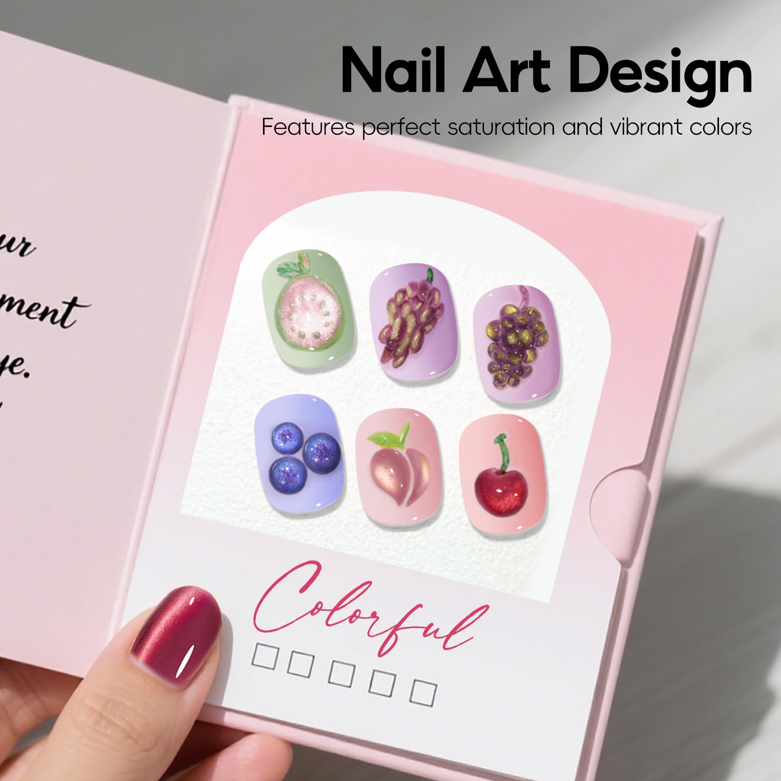 Close up of 9D magnetic nail polish effect on nails