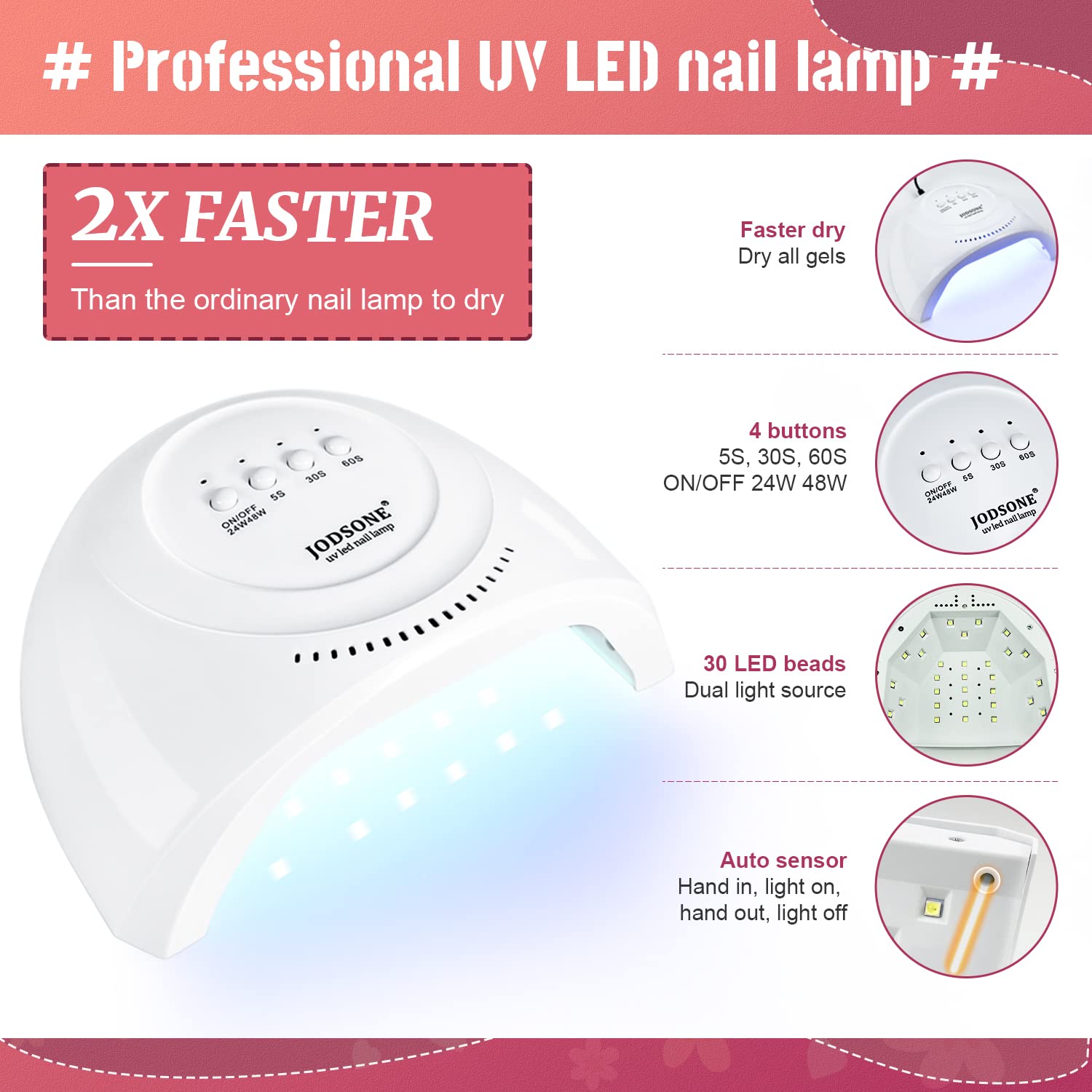 Jodsone gel nail polish kit with UV LED lamp and tools