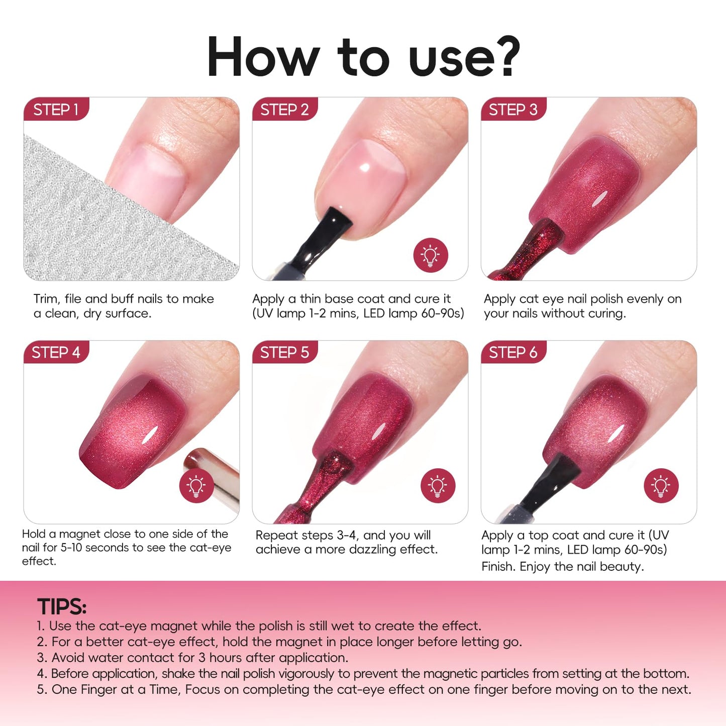 Swatch of 6 colors from Peacecolor nail polish set