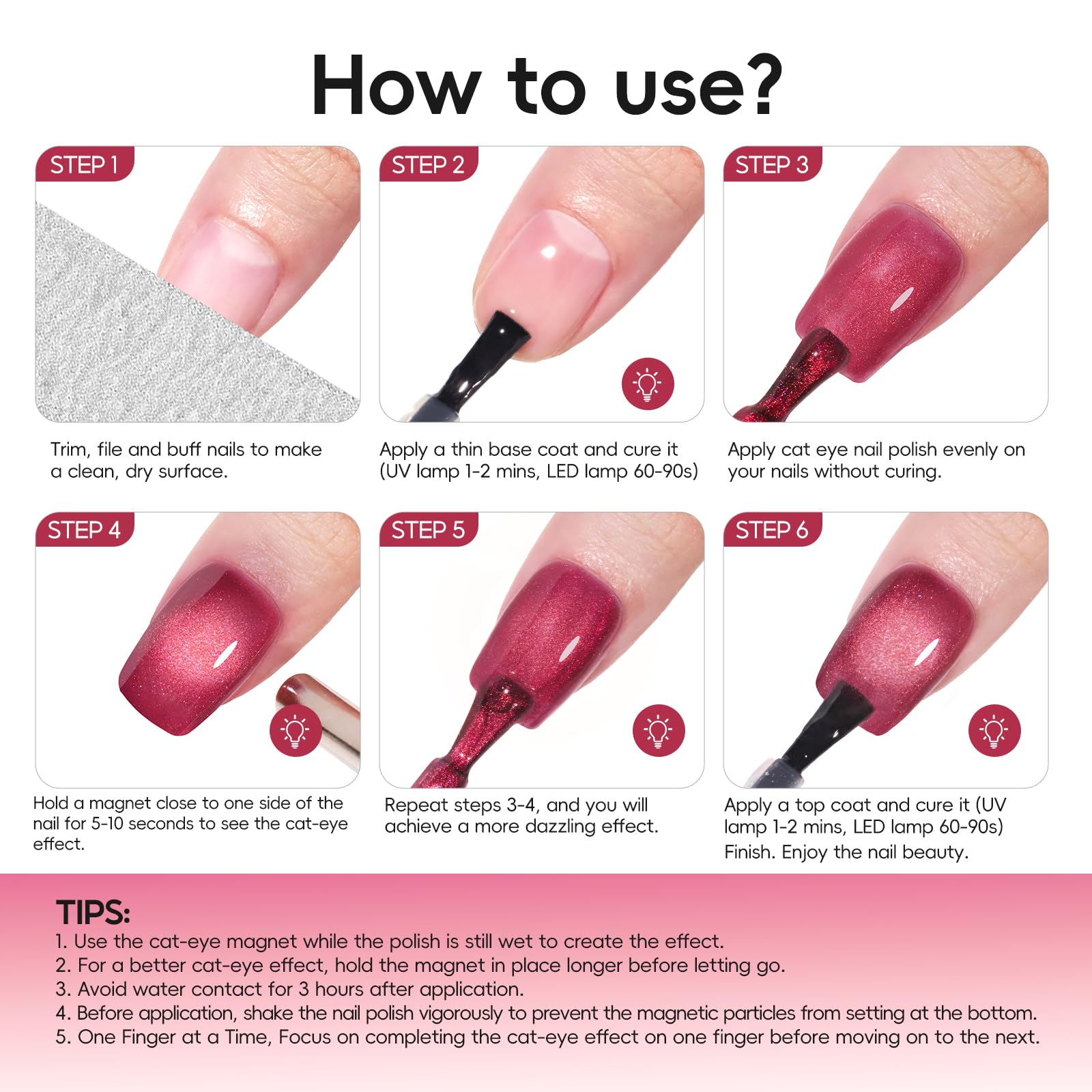 Swatch of 6 colors from Peacecolor nail polish set