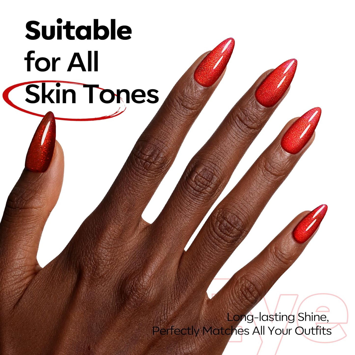 Swatch of red reflective holographic cat eye polish