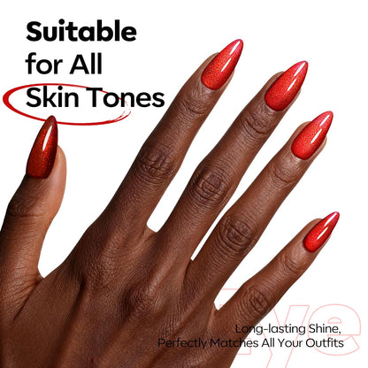 Swatch of red reflective holographic cat eye polish