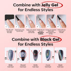 Finished professional manicure showcasing glossy reflective red cat-eye effect