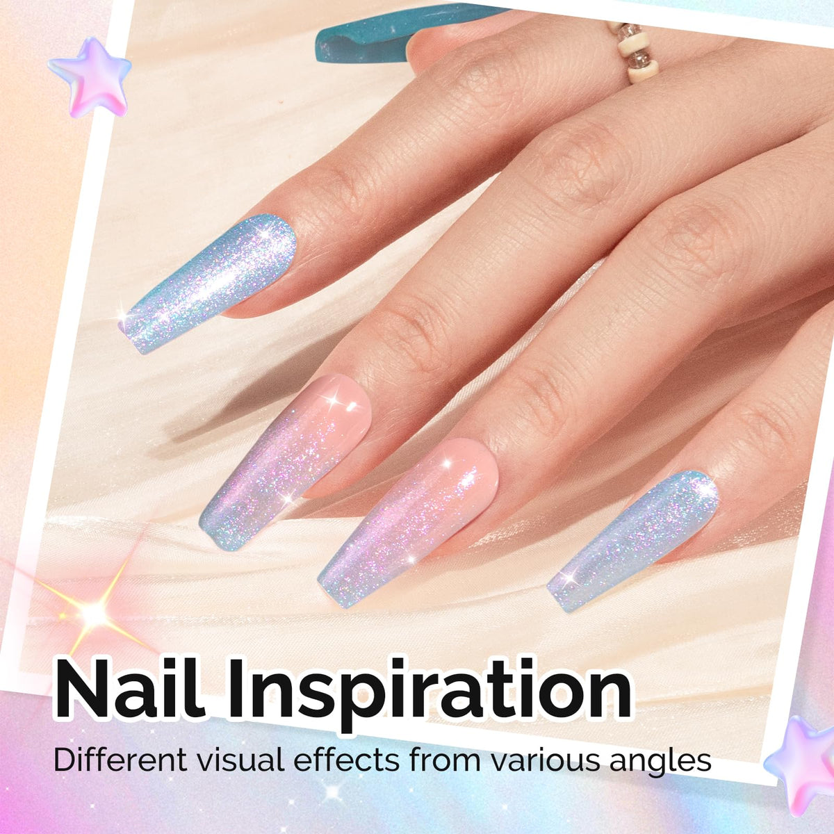 MelodySusie Blue Aurora Shimmer Gel Nail Polish packaging and bottle